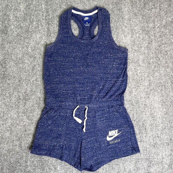 Nike Pants - Nike Gym Romper Womens XS Racerback Snap Shoulder Drawstring Waist Blue
